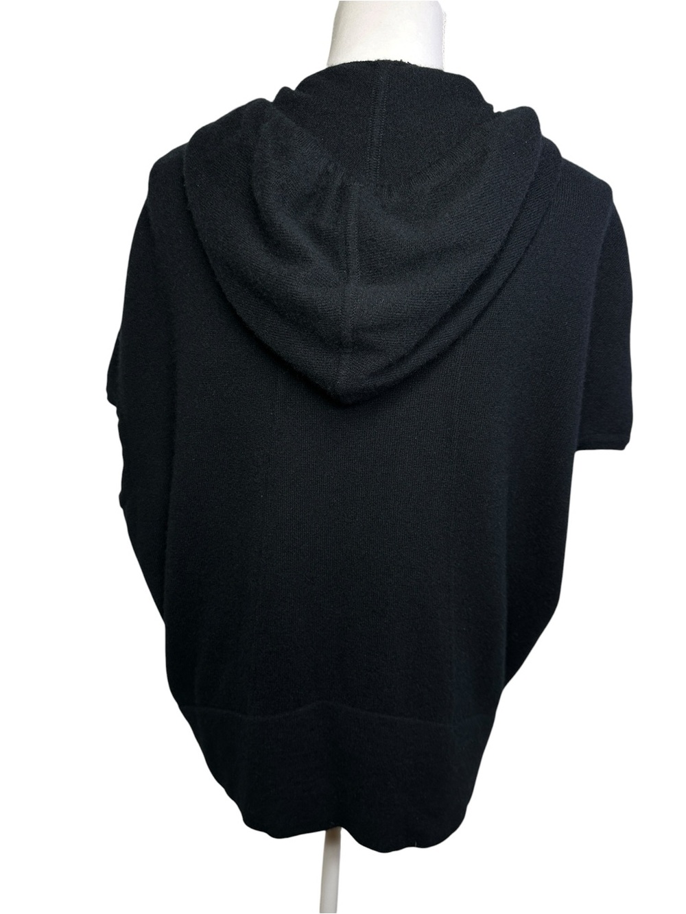 Saks Fifth Avenue 100% Cashmere Short Sleeve Hooded Sweater Black Size Large - Picture 3 of 9